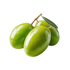  a Fresh Green Olive, Expertly Captured with Focused Lighting and Isolated on a Transparent Background, Showcasing Smooth Skin and Natural Contours