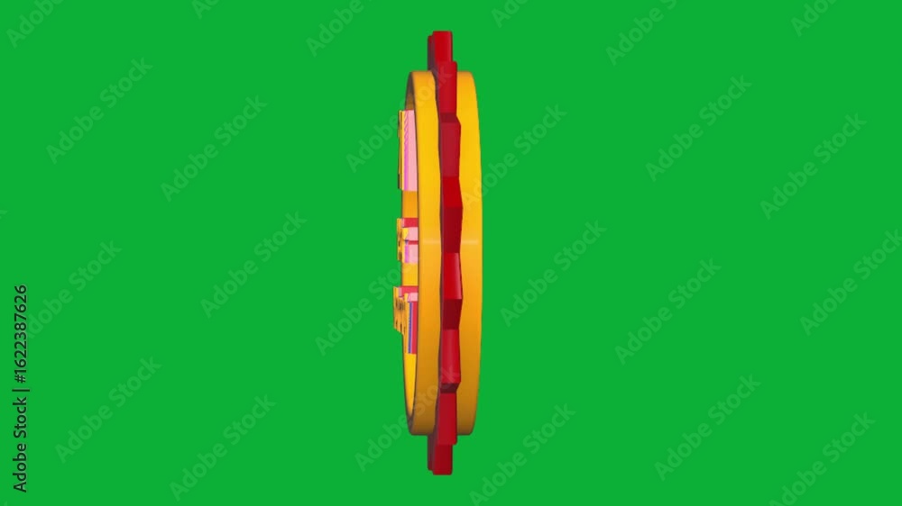 Poster 21-year warranty 3d text animation with smooth rotation on green screen background