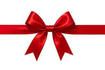 Fototapeta premium A elegant red bow with long tails, ideal for luxurious gift presentations or festive decor.