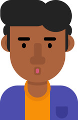 Flat cartoon avatar of surprised young man