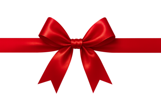 A elegant red bow with long tails, ideal for luxurious gift presentations or festive decor.