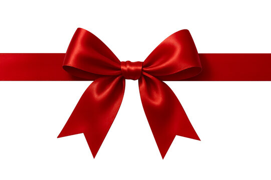 A elegant red bow with long tails, ideal for luxurious gift presentations or festive decor.