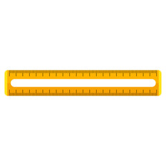 a ruler with a hole in the middle is yellow. school stationery. high school. office stationery