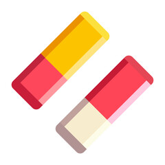 two colorful erasers. school stationery. high school. office stationery