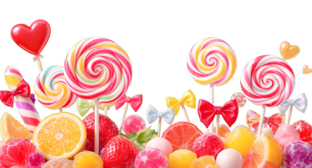 Sweet Treats and Celebration Lollipops Fruit and Colorful Background