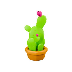 Green Cactus with Pink