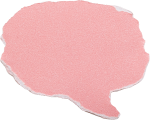 Pink speech bubble paper texture isolated on white background for creative design and communication concepts