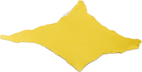 Yellow torn paper star isolated on white background for creative design and artistic projects
