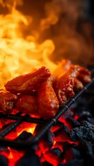 spicy food golden hour juicy smoky grill buffalo wings grilled low angle cooked charcoal chicken wings
