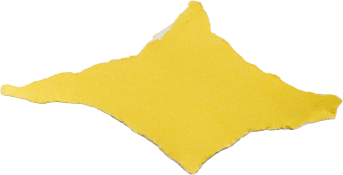 Yellow torn paper star isolated on white background for creative design and artistic projects