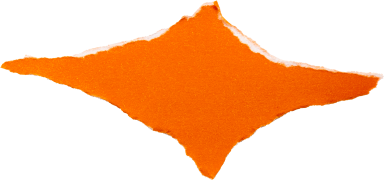 orange throwing star paper cutout isolated on white background
