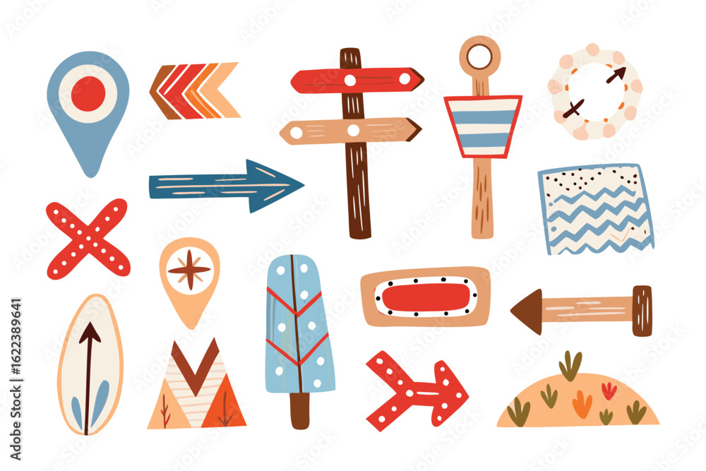 Fototapete directional compass: a visually engaging composition showcases an array of directional signs, each u
