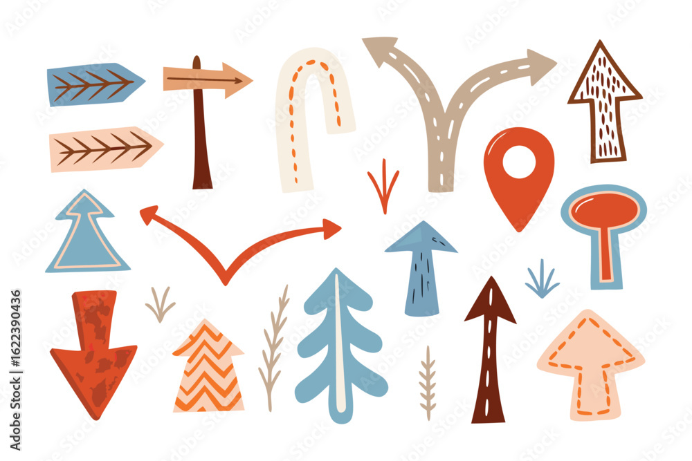 Poster navigational arrows collection: a collection of stylized navigational arrows. arrows and direction i