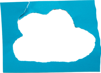 torn paper cloud with empty space in middle, kids art and craft project isolated PNG