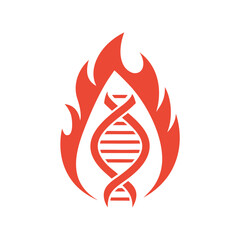 Red D N A Helix Surrounded by Flames on White Background fire