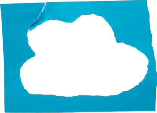 torn paper cloud with empty space in middle, kids art and craft project isolated PNG