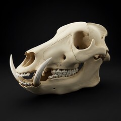 Naklejka premium Boar Skull 3D Render: Detailed Texture, Deep Shadows