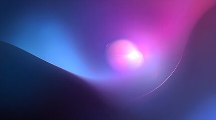 glowing sphere with lens flare on a wavy blue and pink gradient background