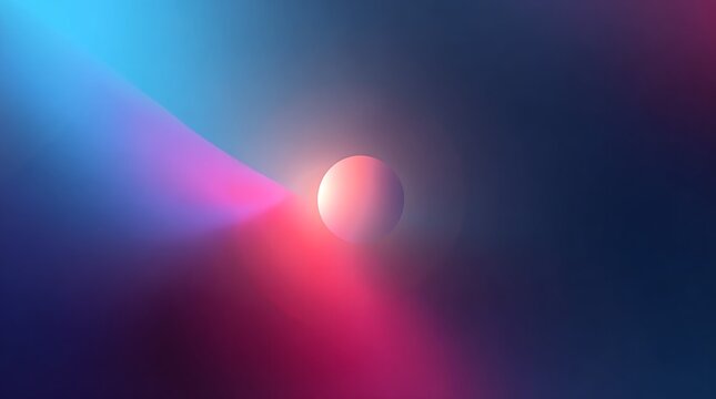 glowing orb with colorful light rays on a dark blue and pink gradient background