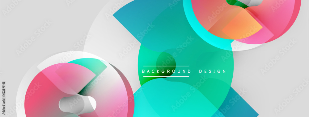 Poster abstract geometric shapes, vibrant colors, overlapping layers create modern design. soft gradients, 