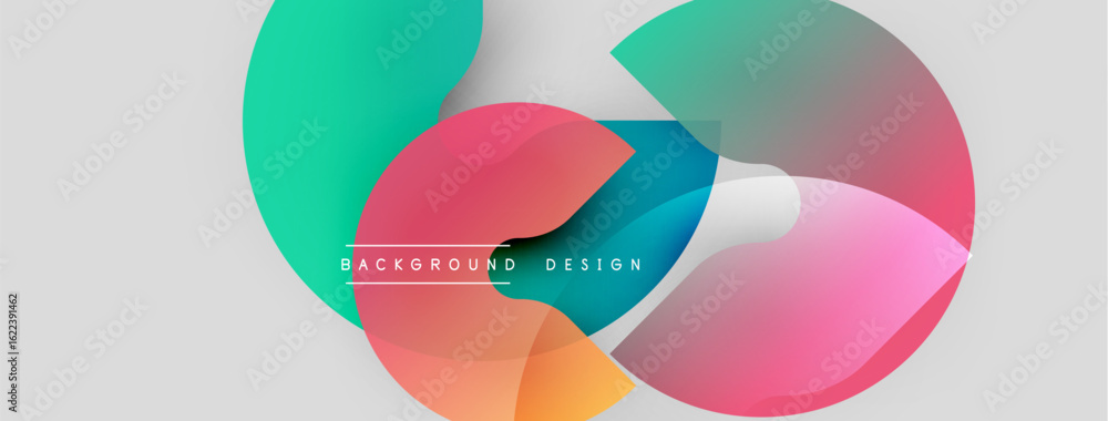 Poster abstract colorful overlapping circles create dynamic background. modern design features gradients, s