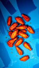 textured background blue backdrop overhead brushstroke buffalo wings chicken wings artistic dramatic shadows spicy food
