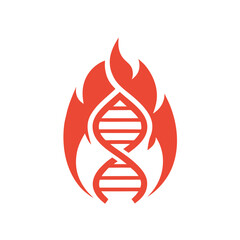 Red D N A Helix Surrounded by Flames on White Background science genetics