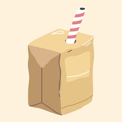 A simple and appealing illustration of a juice box with a straw, perfect for various uses.