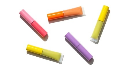 Colorful Lip Gloss Collection on White Background for Beauty and Cosmetic Product