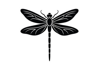 Dragonfly silhouette black vector white background