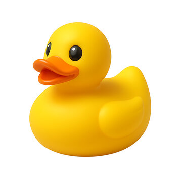 Yellow rubber duck toy isolated on transparent background