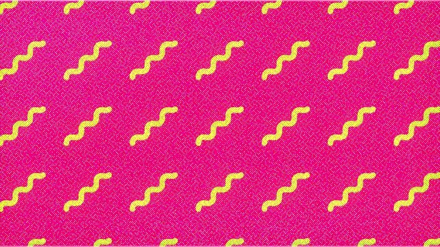 Bright Pink Backdrop with Repeating Yellow Wavy Line Pattern Illustration