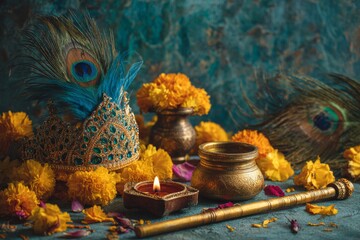 Janmashtami celebration with traditional decorations