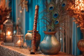 Decorated table for janmashtami celebration