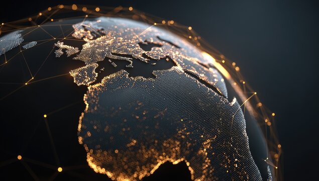 Global network, illuminated Earth