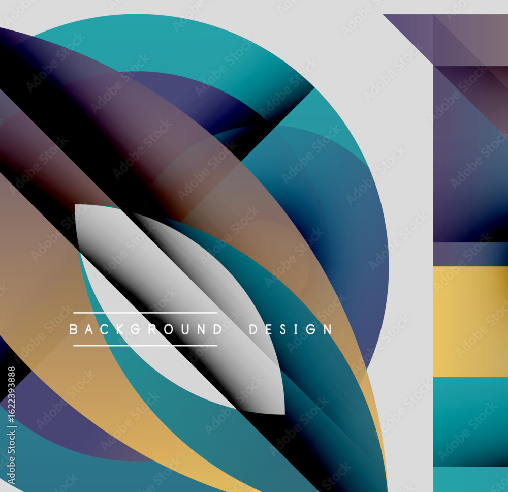 Poster abstract flowing shapes, vibrant colors, modern design. overlapping layers create dynamic visual tex