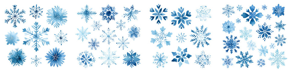 Fototapeta premium Watercolor Snowflake Collection on White Background