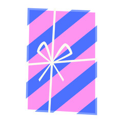 A vibrantly wrapped gift, the illustrated package exudes festive charm, adorned with a bow, perfect for any special occasion or celebration.