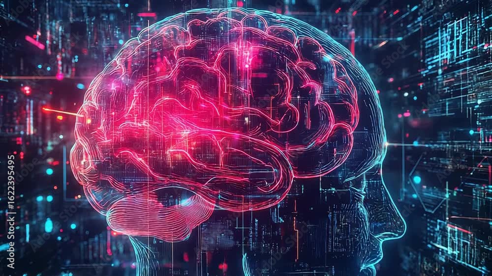 Aufkleber artificial intelligence processing data in a futuristic human brain