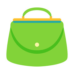 A vibrant green handbag, minimalist design, elegant curves and handle. Perfect accessory for fashion-conscious individuals.