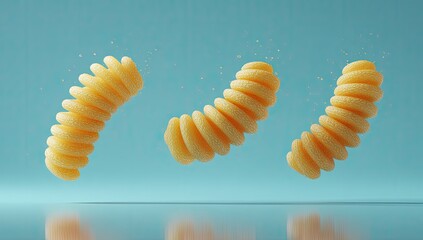 Naklejka premium Three Curled Pasta Pieces