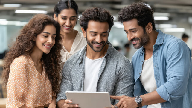 corporate team using tablet at office - Powered by Adobe