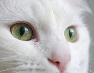 Cute of a white cat close up.
