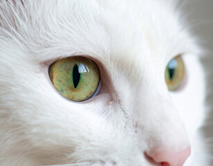 Cute of a white cat close up.