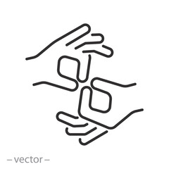 sign language for the deaf icon, human hands gestures, no hearing illustration © Yurii