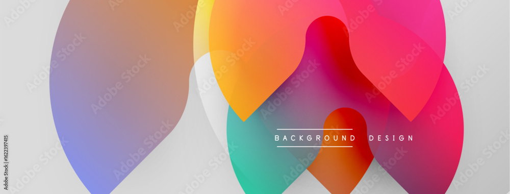 Poster abstract colorful shapes overlap, creating vibrant gradients. modern design elements suggest fluidit