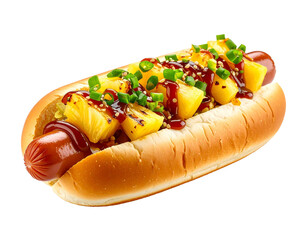 Gourmet Hot Dog Topped with Pineapple Salsa