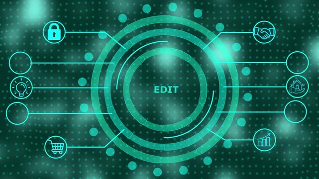 Futuristic Edit Interface Concept Digital Technology Visualization Abstract Design with Icons and