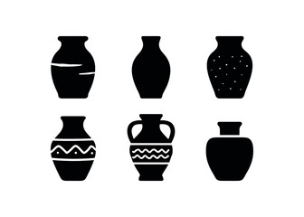 flat black solid icon items isolated on white background pottery making (styles): rustic minimal textured painted traditional modern