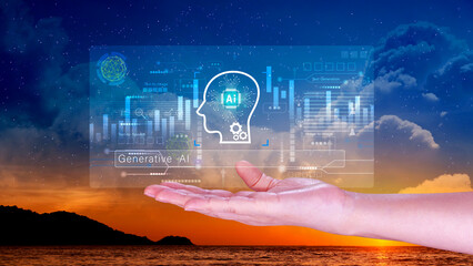 AI generative concept, using technology generative AI for working tools. Chat with AI, using technology smart robot AI, artificial intelligence to generate something. LLMs